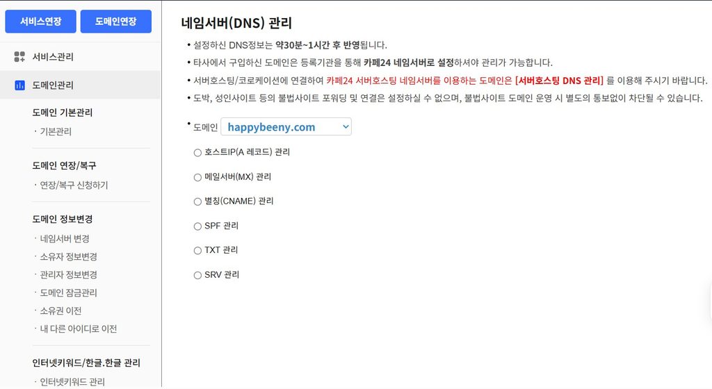카페24도메인관리